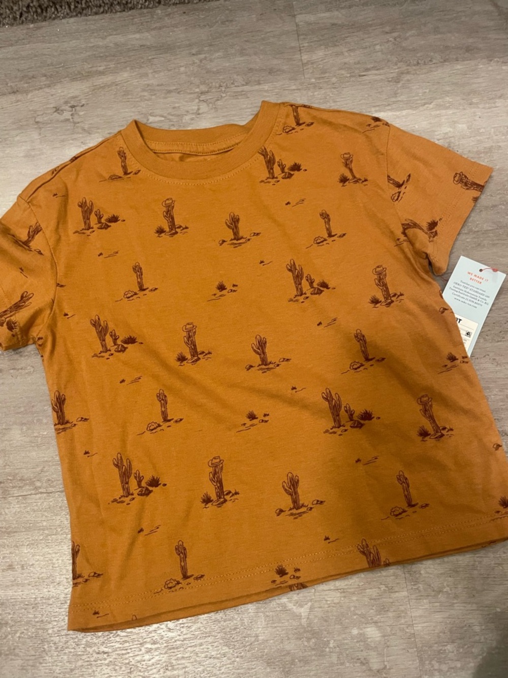 Cat & Jack Mustard / Brown Cactus Print Tee Boys 3T